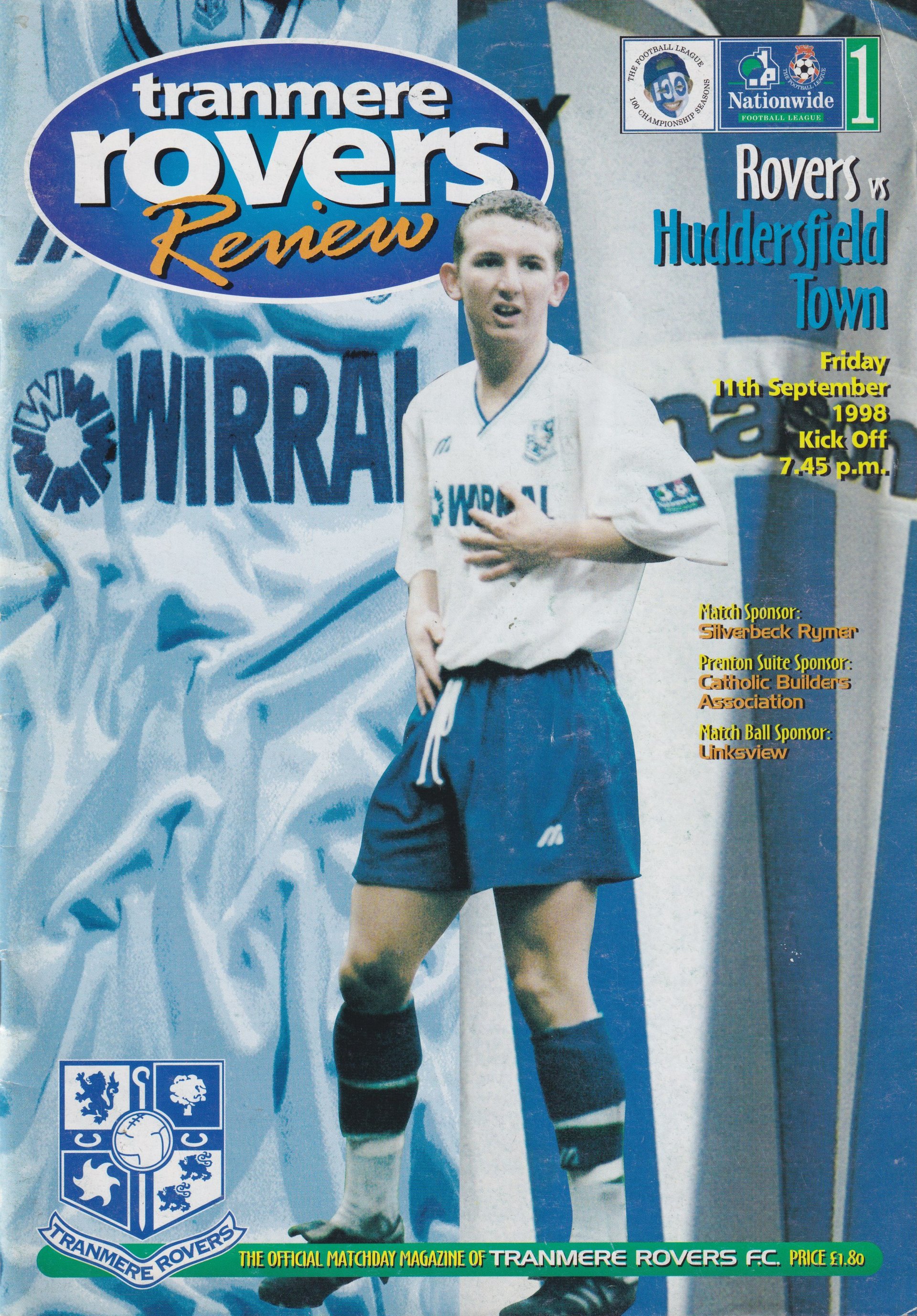 Tranmere Rovers v Huddersfield Town match programme
